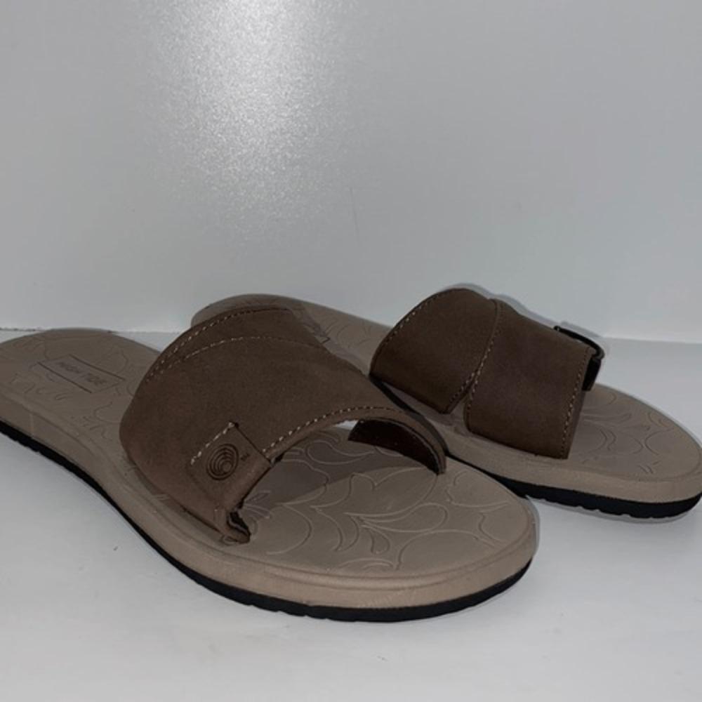 High‎ Tide Women's Brown Faux Suede Open Toe Slip On Slide Sandals Size 6